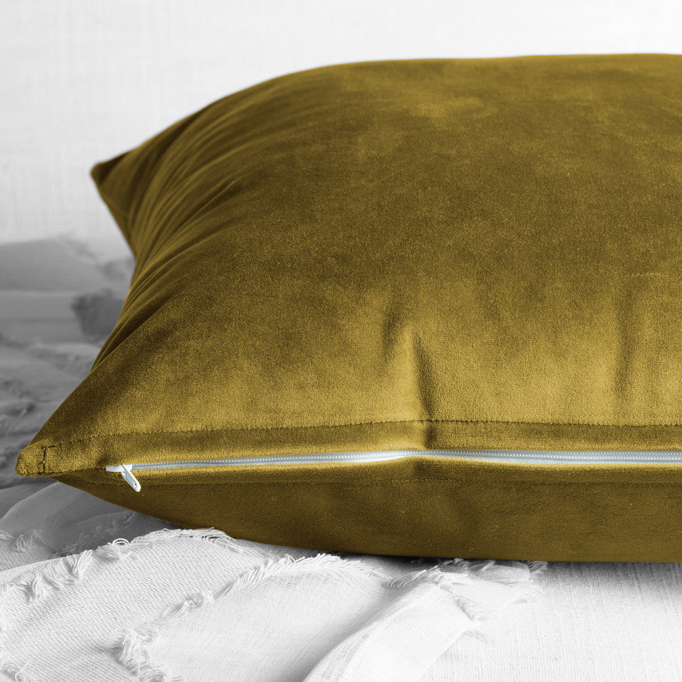 Heritage Plush Velvet Cushion Cover Pair, Peat Green, 18w X 18l