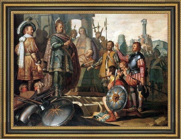 Rembrandt Van Rijn History Painting Framed Premium Canvas Print, 21"x28"