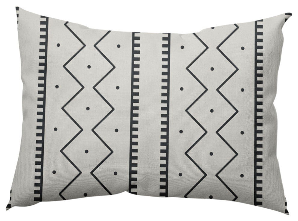 Mudcloth Decorative Throw Pillow, Pepper, 14"x20"
