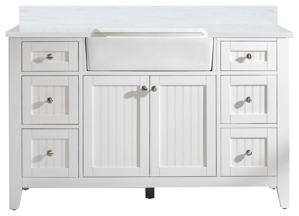 Burbank Transitional White 54" Single Vanity