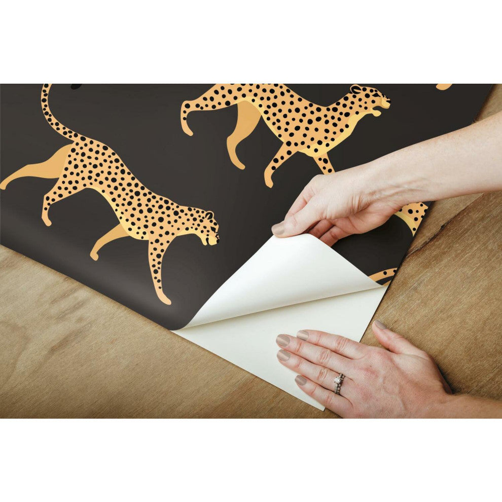Black & Orange Cheetah Cheetah Peel & Stick Wallpaper