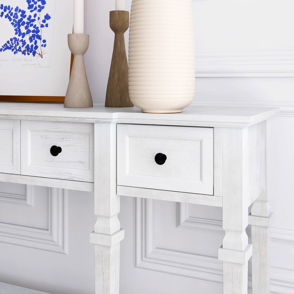 30" Tall MDF 4-Drawer Console Table in White