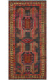 Fine Vintage Distressed Anaid Charcoal/Rust Runner, 4'5x9'2