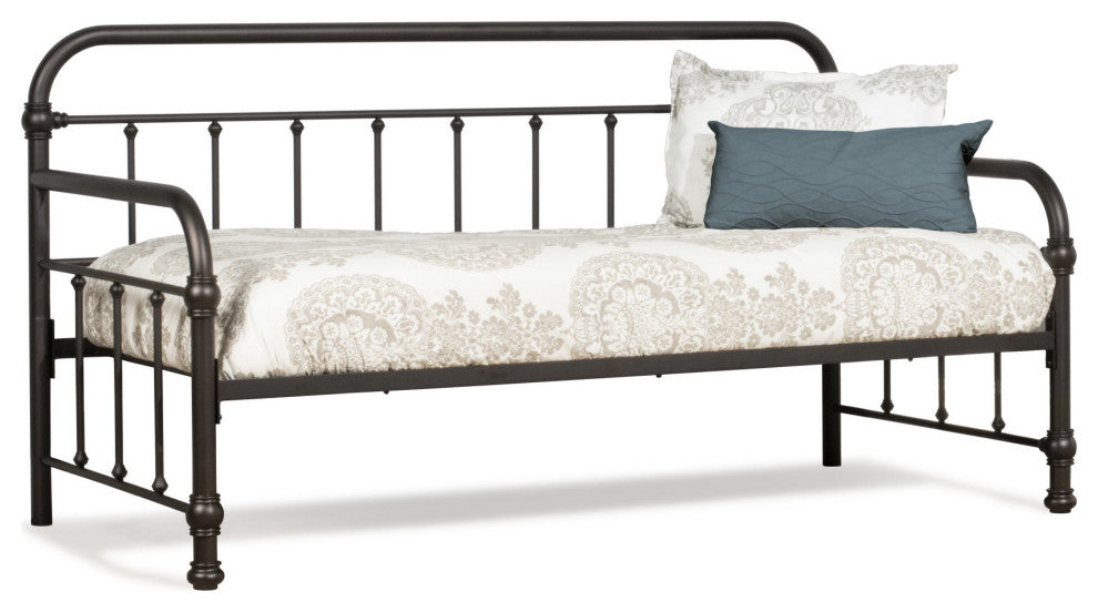 Farmhouse Twin Daybed, Spindle Design With Metal Frame, Bronze, Single