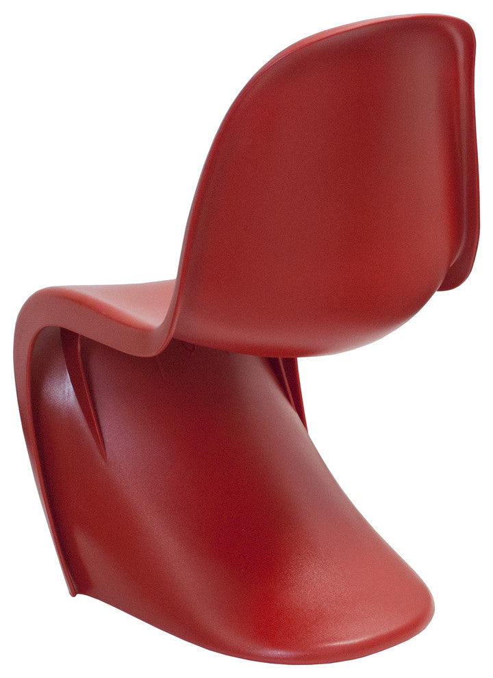 Mod Made "S" Shape Plastic Dining Side Chair, Red