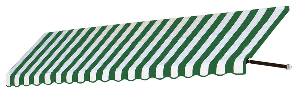 Awntech 3' Dallas Retro Acrylic Fabric Fixed Awning, Forest/White Stripe
