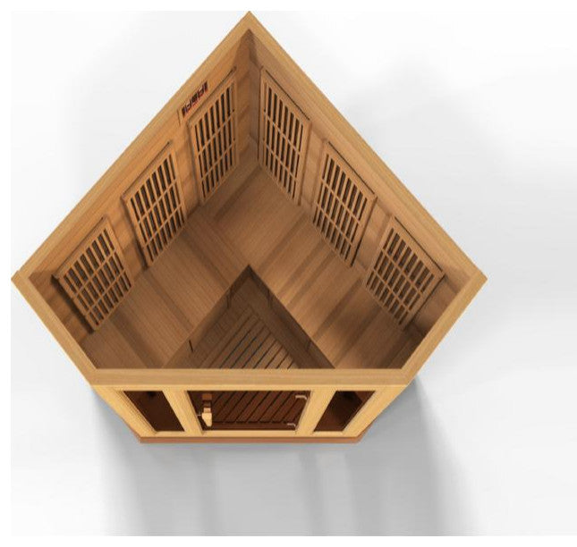 3-Person Corner Near Zero Emf (Under 2Mg) Far Infrared Sauna (Canadian Hemlock)