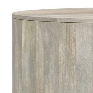 Millbury Solid Mango Wood Drum Coffee Table, White Wash