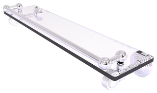 Pacific Grove 22" Glass Shelf with Groovy Accents, Polished Chrome