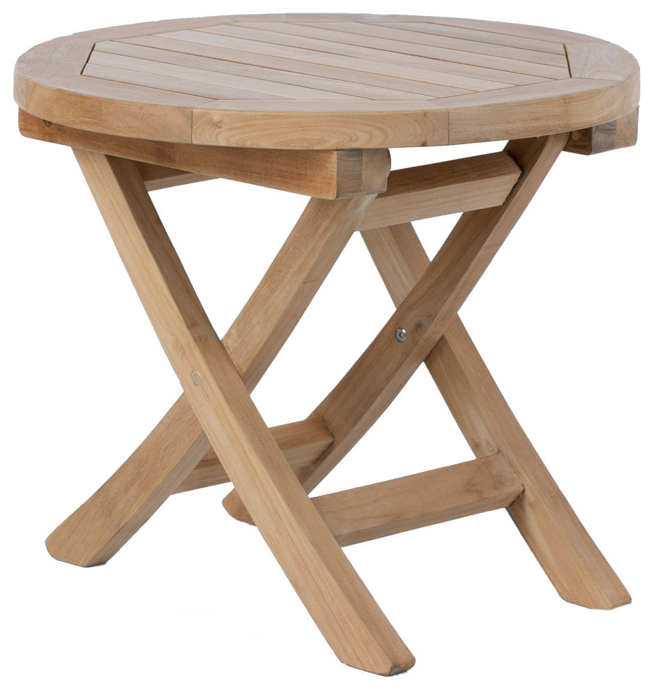 20" Round Outdoor Coffee Table Teak Wood Folding Legs