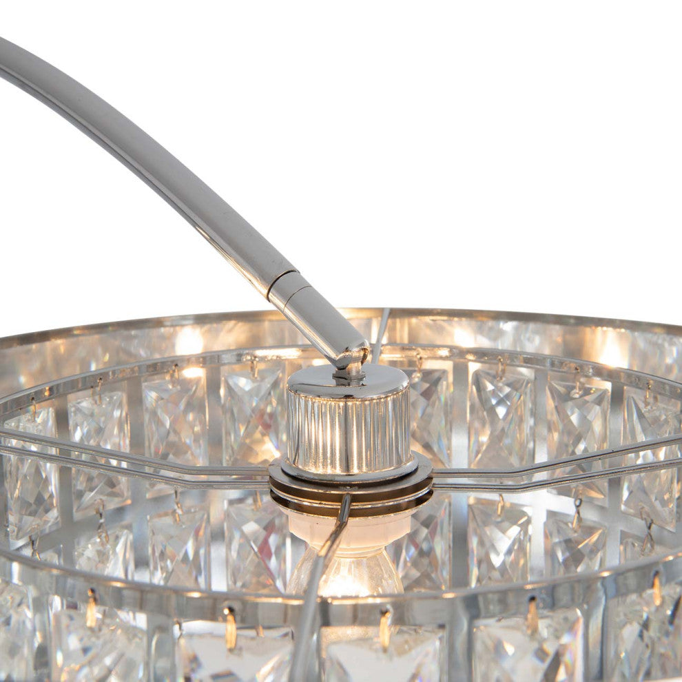 Marilyn 1 Light Arc Floor Lamp - 94" Chrome, Mylar & Crystal shade Rotary Switch
