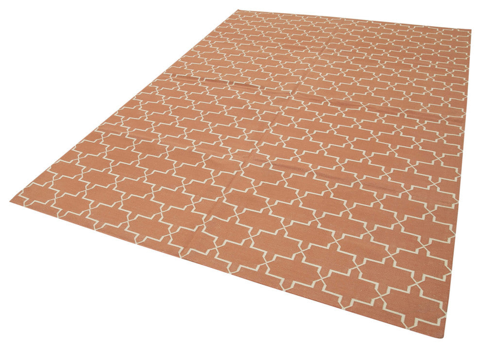 Rug N Carpet - Handmade Wool 6' 5'' x 9' 2'' Modern Design Dhurrie Kilim Rug