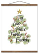 Christmas Tree Words Script 5 16x20 Teak Hanging Canvas