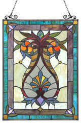 THEODORE, Tiffany-glass Victorian Window Panel, 17.5x25