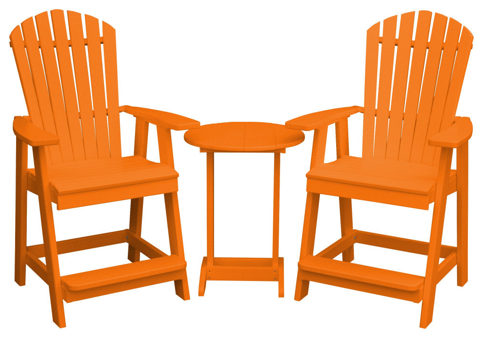 Poly Lumber Adirondack Chair with Arms, Orange, Counter Height