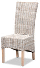 Janel Transitional Dining Chair, Whitewashed Rattan