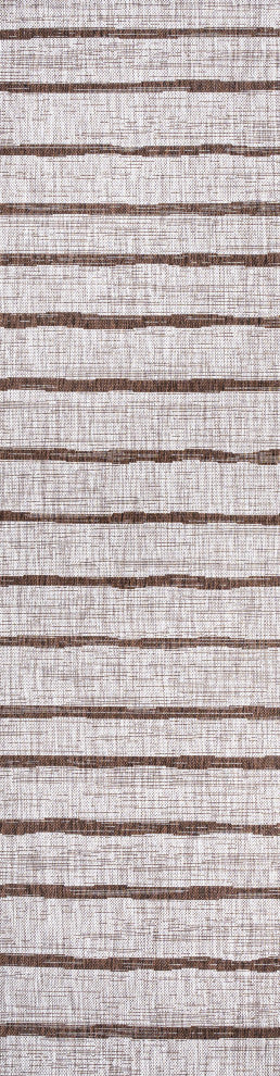 Colonia Berber Stripe Indoor/Outdoor Rug, Beige/Brown, 2x10