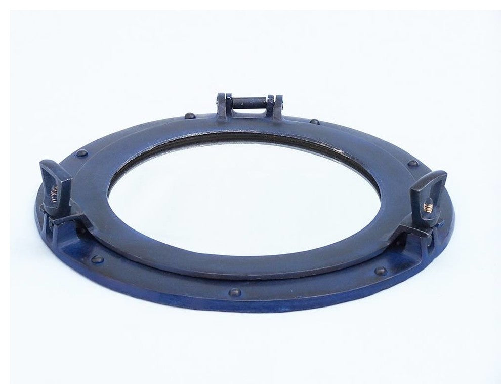 Rustic Blue Aluminum Deluxe Class Decorative Ship Porthole Window 12''