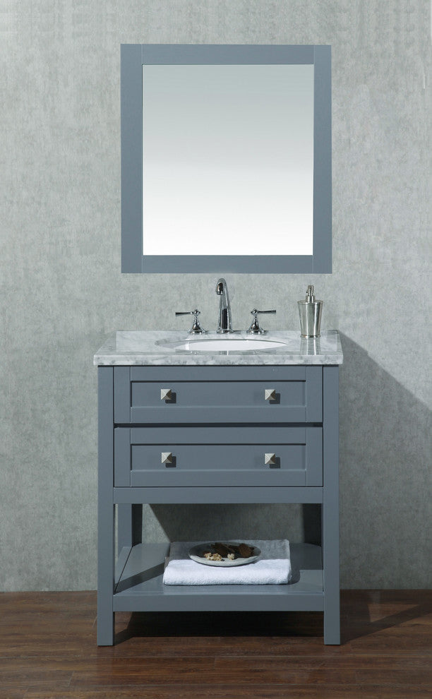 Marla 30" Single Sink Bathroom Vanity, Mirror, Gray