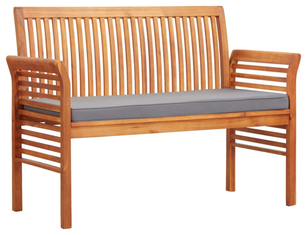 vidaXL 2-Seater Garden Bench With Cushion 47.2" Solid Acacia Wood