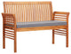 vidaXL 2-Seater Garden Bench With Cushion 47.2" Solid Acacia Wood