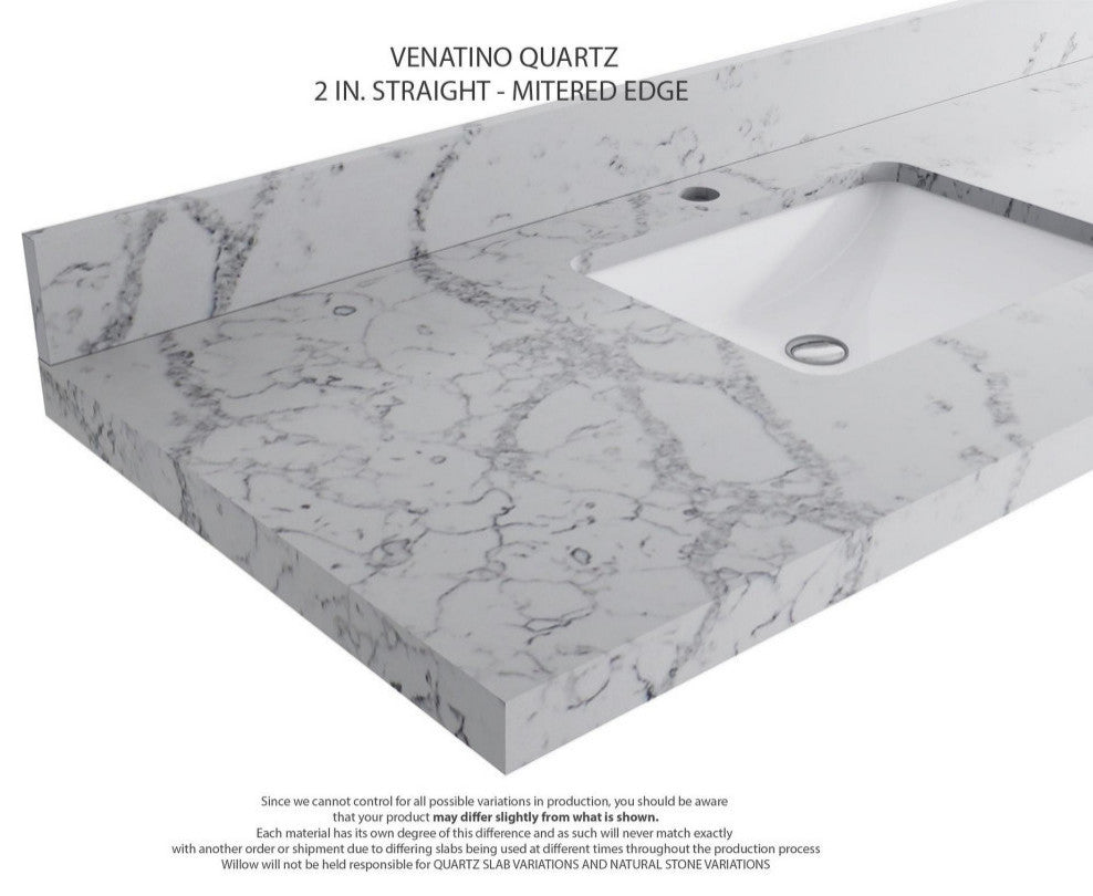 Nashville 30" Single Sink Bath Vanity, White 2" Venatino Quartz