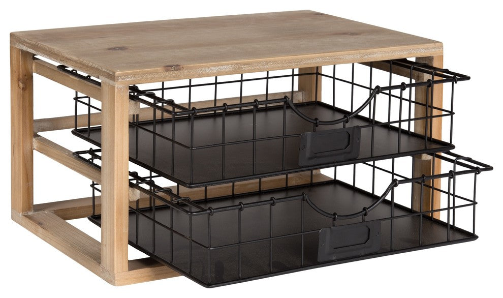 Kate and Laurel Tanner Wood and Metal Desktop Drawers Letter Tray