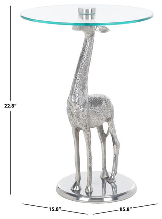 Safavieh GillaRound Giraffe Base Accent Table, Silver/Glass