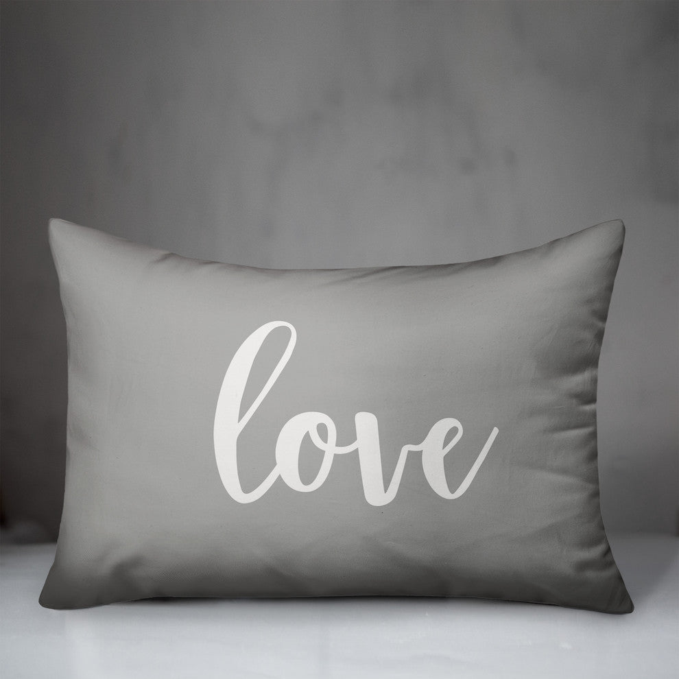 Love, Gray 14x20 Lumbar Pillow