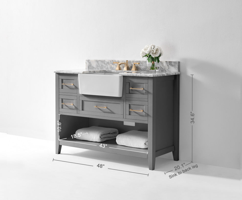 Hayley Bathroom Vanity Set, Sea Cloud Gray, 48"