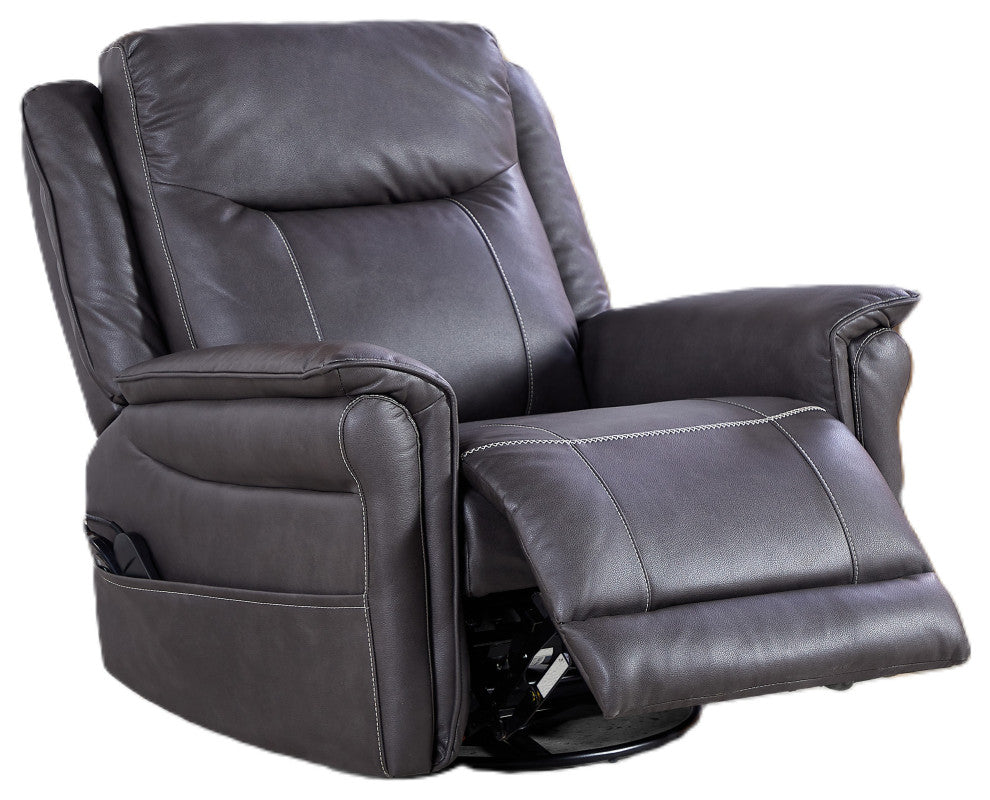 GDF Studio OKIN Motor Power Swivel Rocker Recliner With Massage & Heating, Gray
