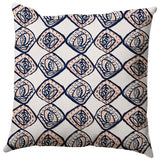 Cowry Check Pillow, Orange/Navy, 26"x26"