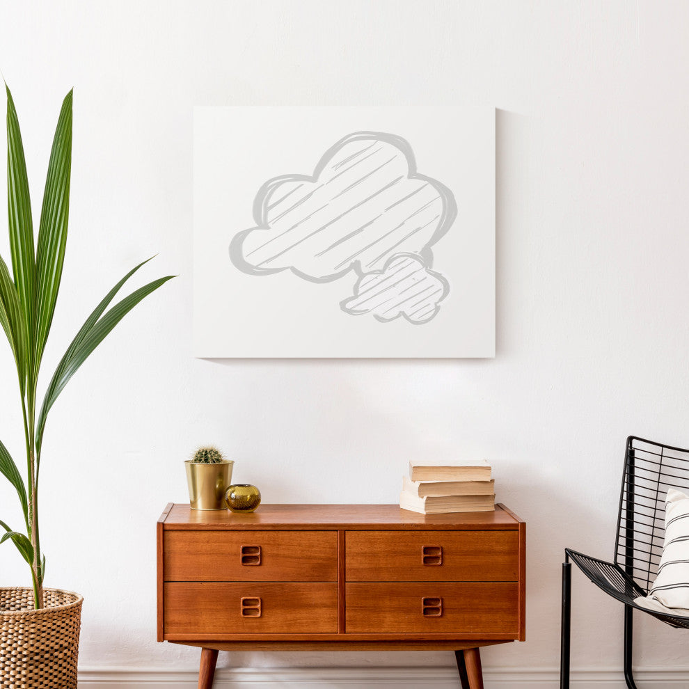 Light Gray Striped Clouds 24x20 Canvas Wall Art