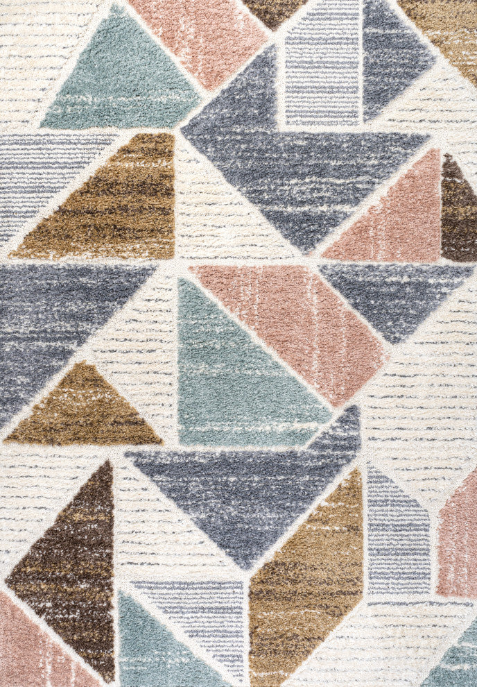 Aileen Geometric Scandi Colorblock Carved Multi 3'x5' Area Rug