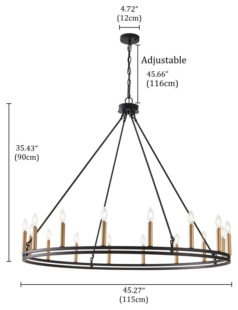 16-Light Wagon Wheel Chandelier Candle Style Pendant Light