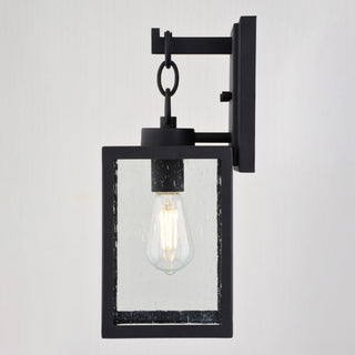 Berkley Metal 1-Light Textured Black Outdoor Wall Lantern Clear Glass