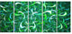 Dark Green Watercolor Fractal Art, Abstract Art on Canvas, 60"x28", 5 Panels