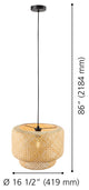 Hettonle 1-Light Pendant, Natural Bamboo Finish
