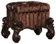 Benzara BM185873 Tufted Fabric Upholstered Wooden Vanity Stool, Scrolled Legs