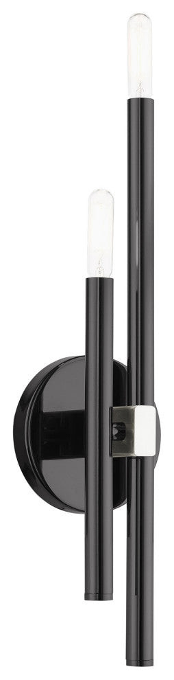 Black Chrome Mid Century Modern, Urban, Scandinavian, Minimal Double Sconce