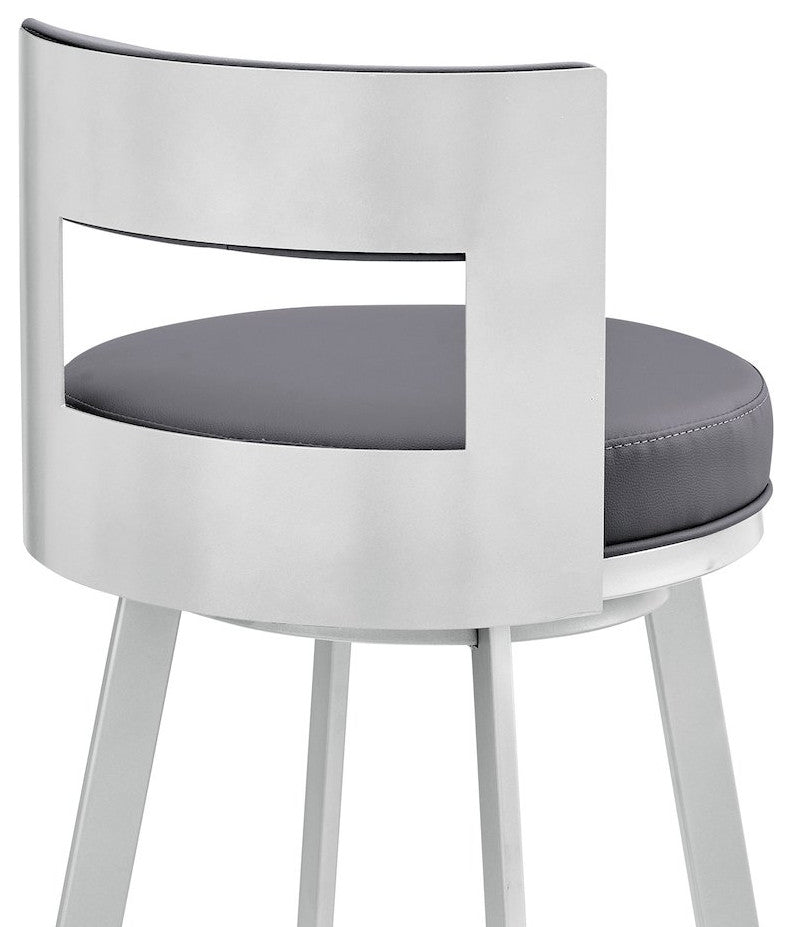 Flynn Swivel Counter or Bar Stool in Faux Leather and Metal