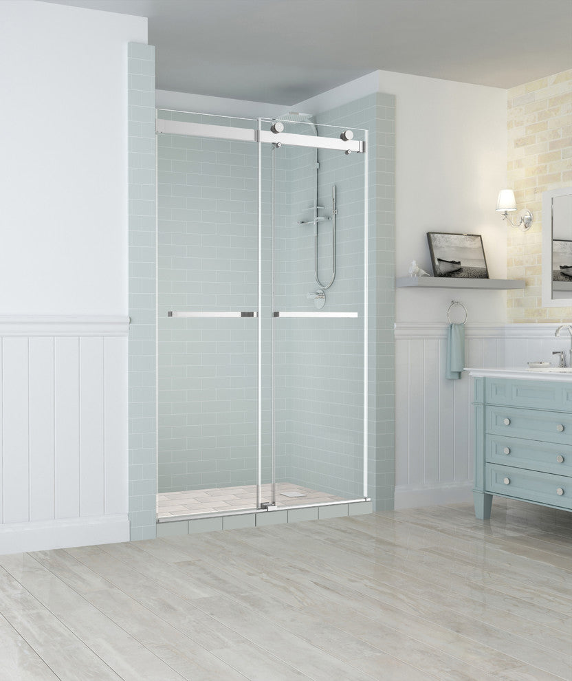 Rivage 44"-48"x76" Frameless Double-Bypass Sliding Shower Door, Chrome