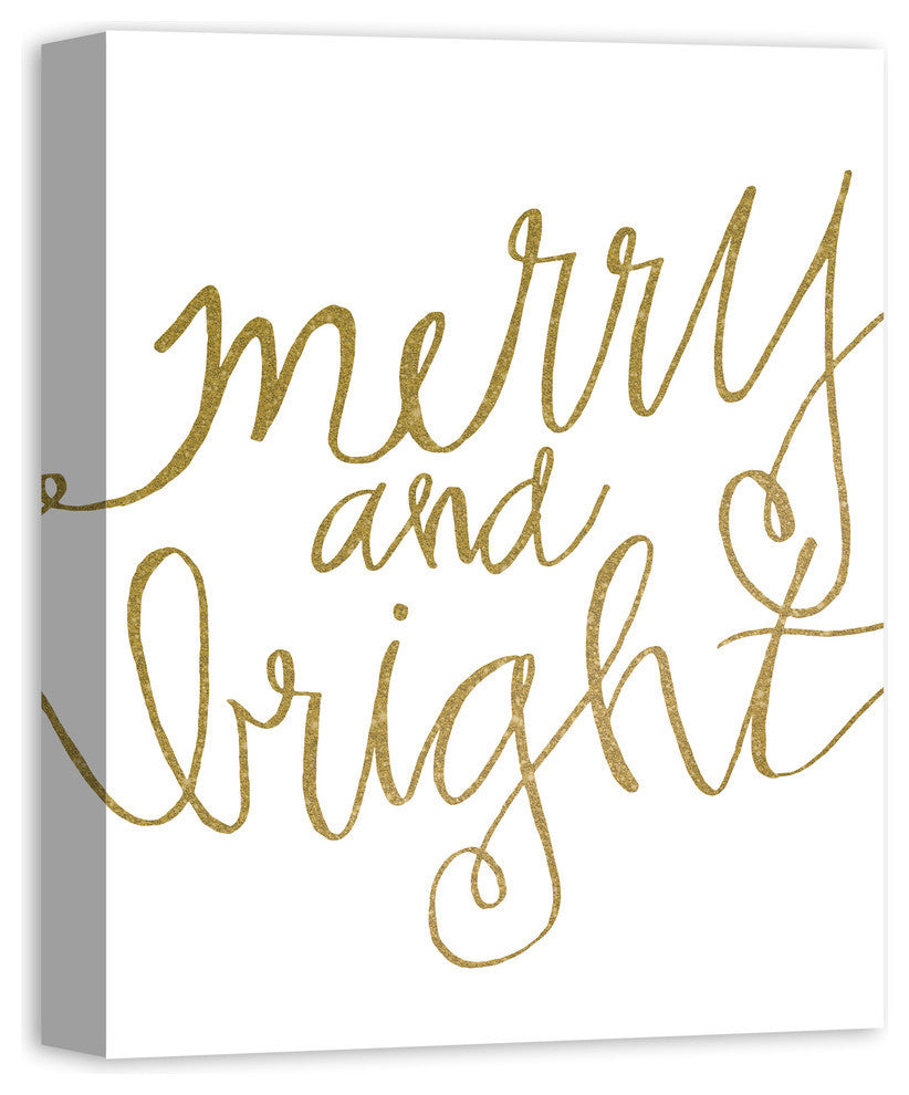 Gold Merry and Bright Canvas Wall Art, 16"x20", Unframed
