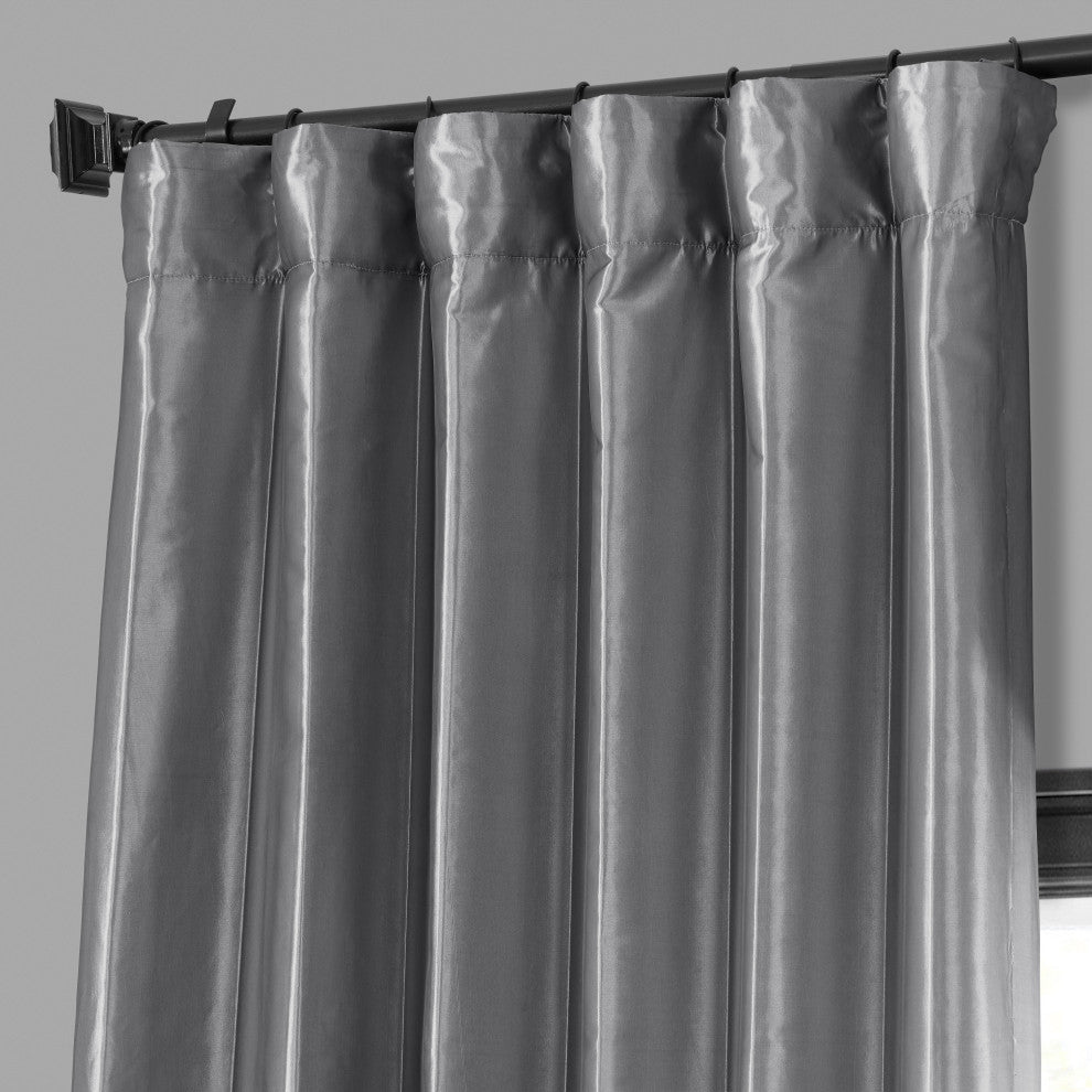 Platinum Blackout FauxSilk Taffeta Curtain Single Panel, 50"x120"