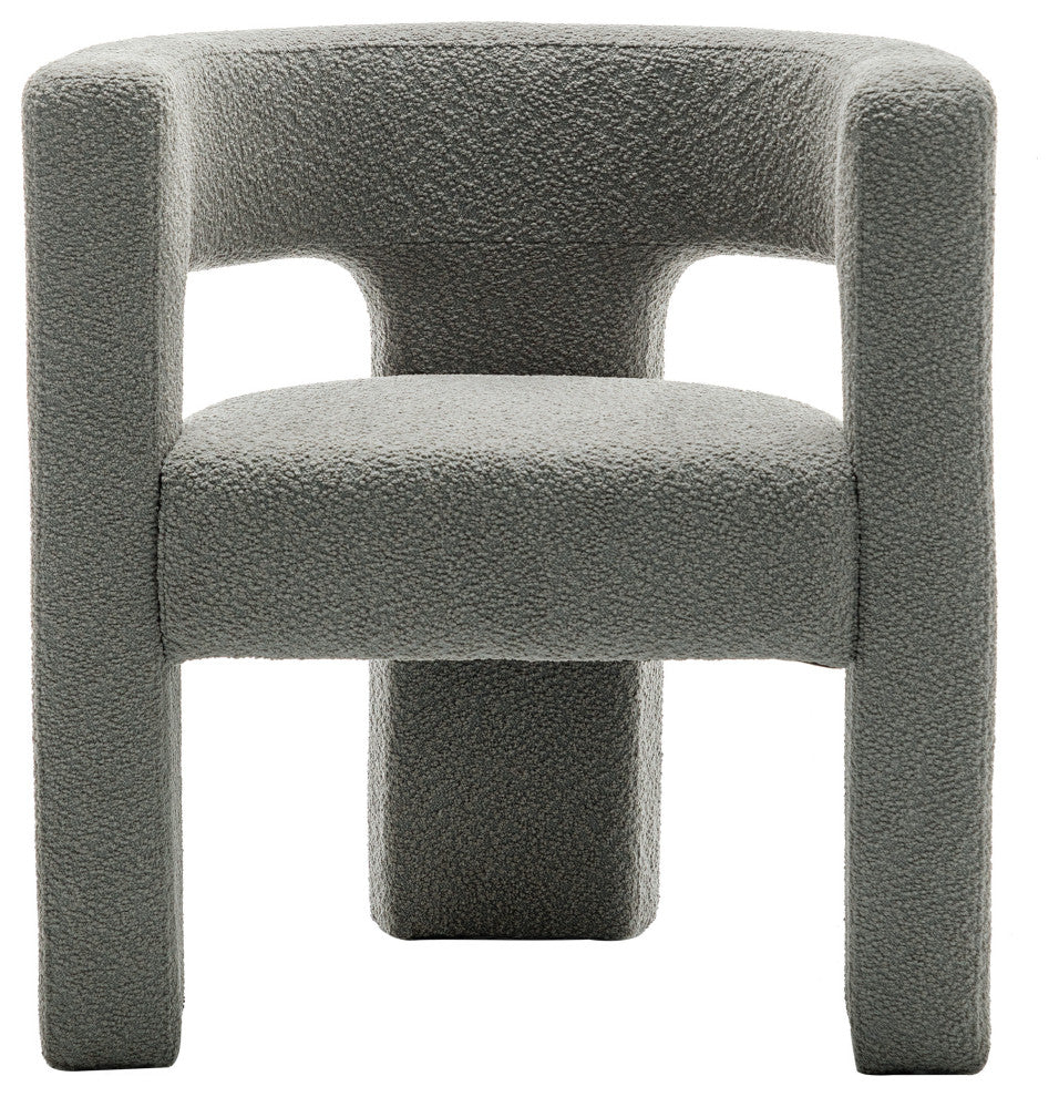 28" Wide Boucle Upholstered Square Armchair, Light Gray