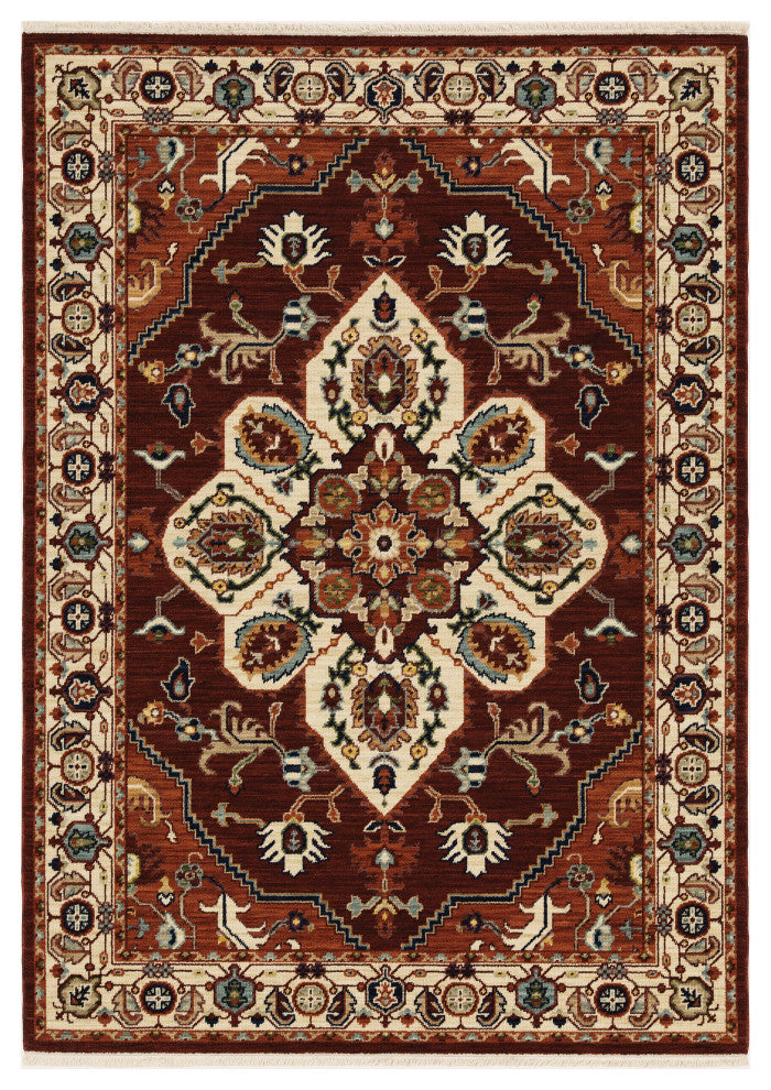 Oriental Weavers Lilihan Indoor Rug Red/ Ivory 5'3" X 7'6"