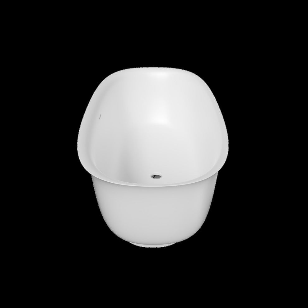Perlato Ravenna 67" Eco-Lapistone Freestanding Soaker Tub, White Satin