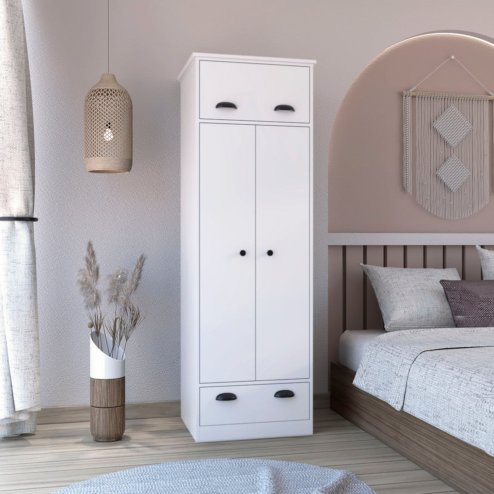 DEPOT E-SHOP Tifton Armoire with Hinged Drawer, 2-Door Cabinet and Shelf
