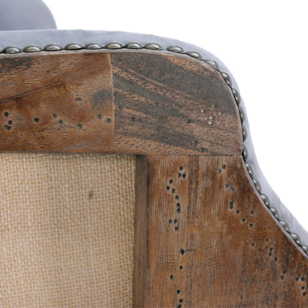 Grey Velvet Dining Chair - Deconstructed Back Exposed Frame Armchair