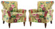 Wooden Upholstered Armchair Set of 2, Mustard